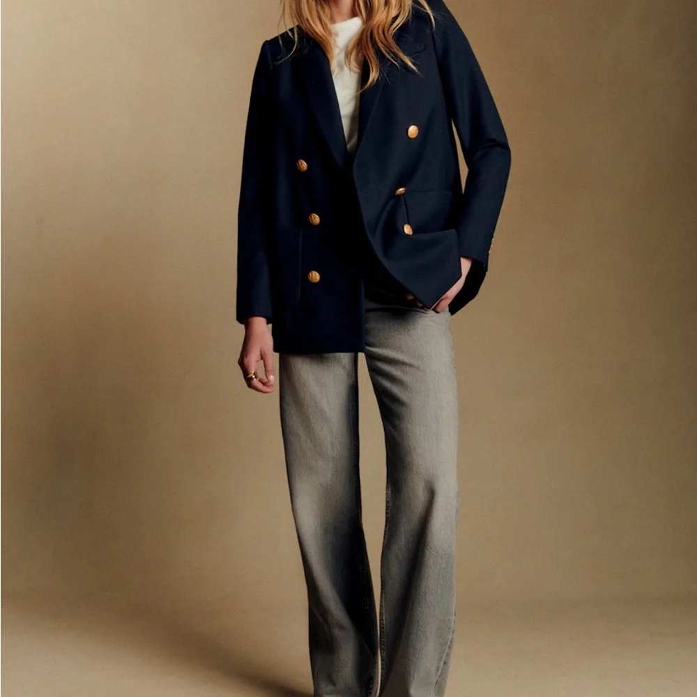 NWT Sézane Michele blazer in navy - size 40 / us 8 - Picture 1 of 15